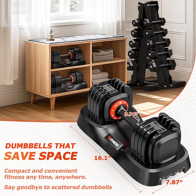 Adjustable Dumbbells Set of 2, 1 Hand Adjustable Weights Dumbbells Set, 5 in 1/10 in 1 Free Dumbbell with Anti-Slip Texture Handle, 25/55/80lb Pair Weight Set For Home Gym Suit both Men and Women-FlexoryFit