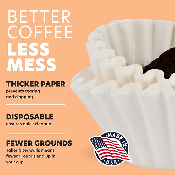 Tupkee Extra Large Coffee Filters - (13 Inch x 5 Inch) Premium, Big, Tall for Bunn 1.5 to 3 Gallon Commercial Coffee & Tea Machines - (750 Count) - Chlorine Free White Commercial Coffee Filters