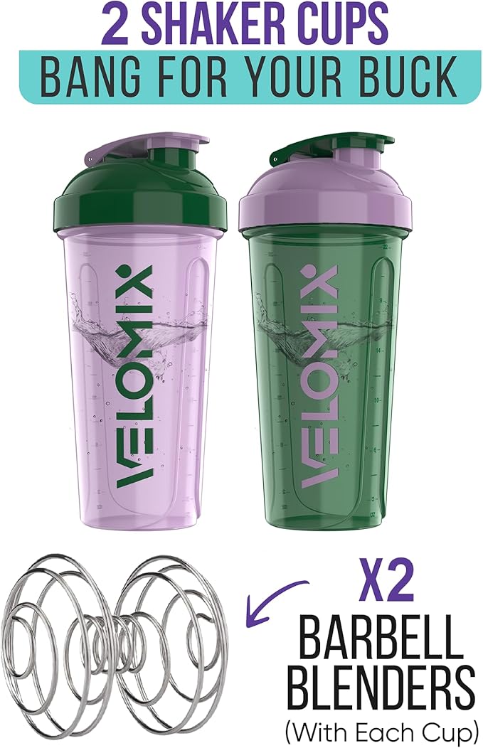 '-2 Pack- 28 oz Protein Shaker Bottles for Protein Mixes - 2x Wire Whisk | Leak Proof Shaker Cups for Protein Shakes | Protein Shaker Bottle Pack (Flower Set)-FlexoryFit