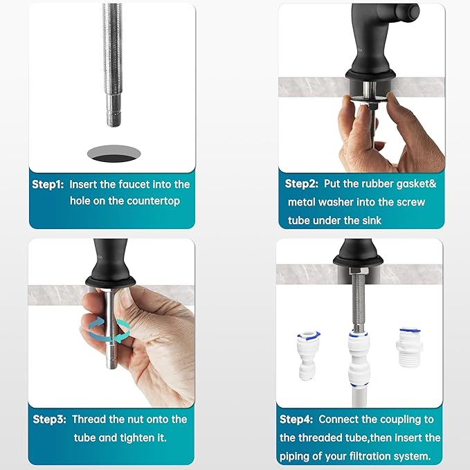EKRTE Polished Chrome Drinking Water Purifier Faucet, Kitchen Bar Sink Drinking Purifier Kitchen Faucet for Under Sink Water Filter System
