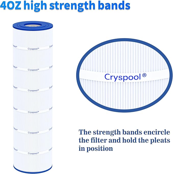 Cryspool® 08063 Filter Compatible with Jandy CS200, R0462400, PJANCS200, C-8418, 11088503, 11088513, FC-0823, 200 Sq. Ft Pool Filter Cartridge, 1 Pack