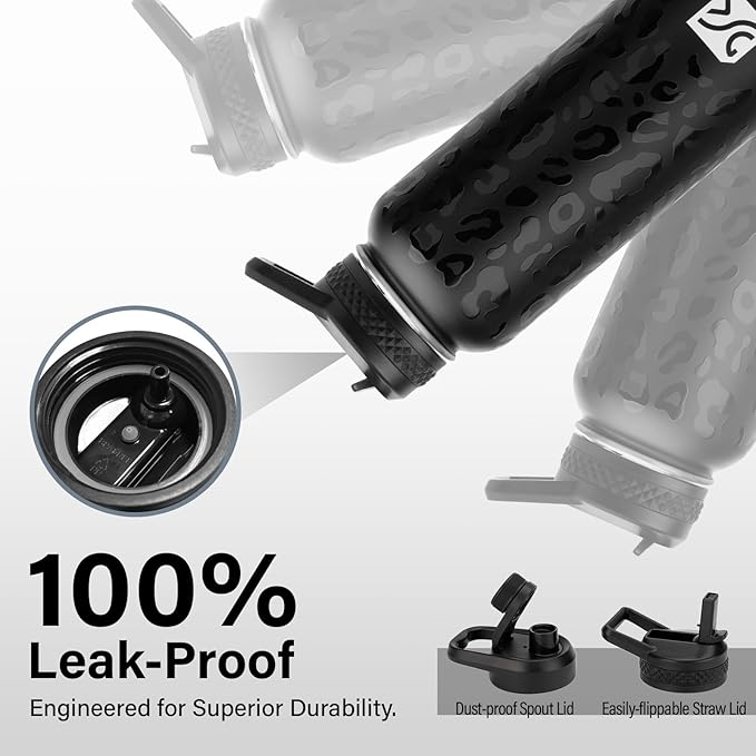 Insulated Water Bottle | Thickened Stainless Steel Vacuum Metal | Portable Sports Water Jug for Gym and Hiking with Straw, Carrier Bag, Handle Strap | BPA-Free 40 oz-FlexoryFit
