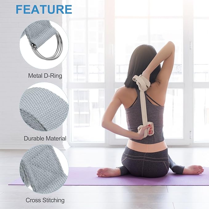 PATIKIL Yoga Strap for Stretching Cotton Yoga Belt with Adjustable Metal D-Ring Buckle Stretch Band for Fitness Pilates-FlexoryFit