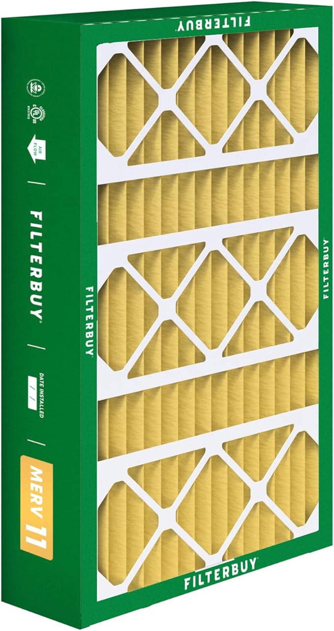 Filterbuy 15.75x27.63x3.50 Air Filter MERV 11 (MPR 1200) Allergen Defense Replacement (4-Pack), Pleated HVAC AC Furnace Filters for Aprilaire Space-Gard 104/2140 (Actual Size: 15.69 x 27.56 x 3.50)