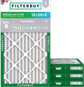 Filterbuy 12x24x2 Air Filter MERV 8 (MPR 700) Dust Defense Replacement (4-Pack), Electrostatic Pleated HVAC AC Furnace Filters, Made in USA (Actual Size: 11.38 x 23.38 x 1.75)