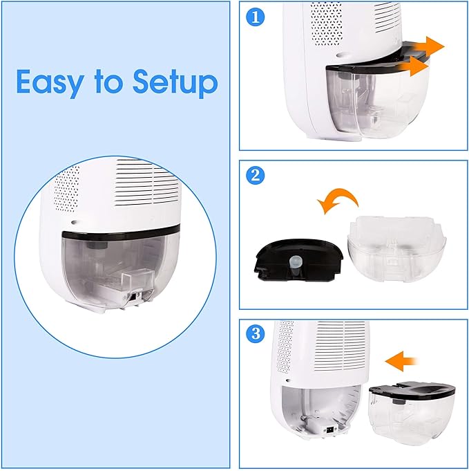 Dehumidifier for Home with LCD Display 37oz(1100ml) Small Ultra Quiet Portable Dehumidifier with Auto Shut-off,Up to 430 Sq.ft for Basements Bedroom Bathroom Garage Wardrobe RV