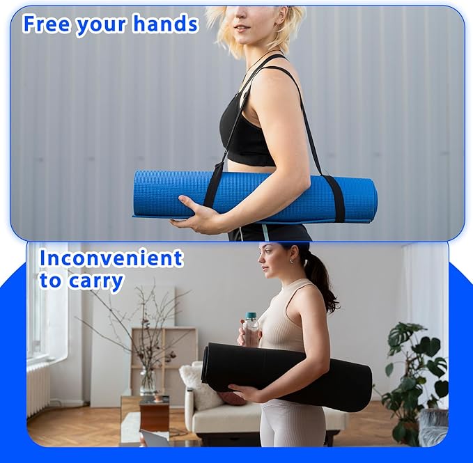 Black Yoga Mat Sling 1 Pcs Multi-purpose Straps Easy-Cinch Yoga Mats Holder Adjustable Strap Hands-Free Easy to Carry for Carrier and Organizing - Mat Not Included-FlexoryFit