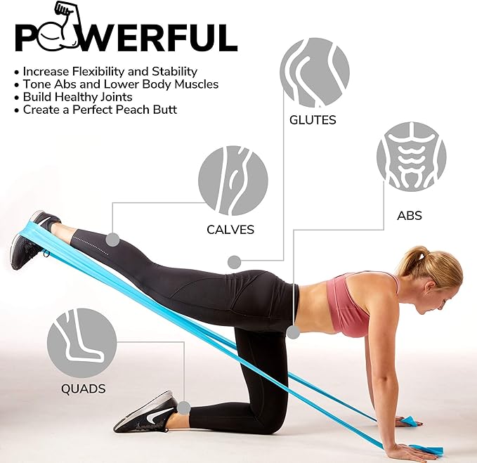 7Ft Long Resistance Bands for Stretching - Resistance Bands Set with Door Anchor - Exercise Bands Including Carry Pouch, E-Book & App - Latex-Free Workout Bands-FlexoryFit