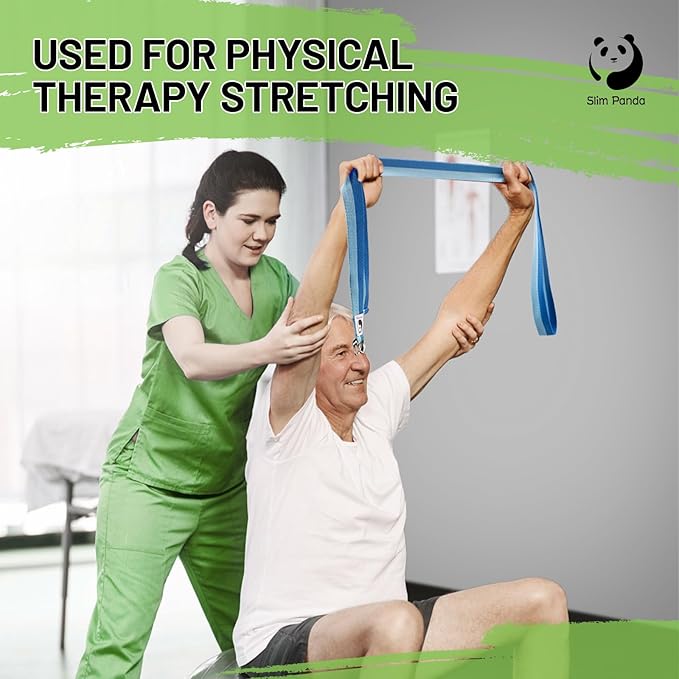 Slim Panda Yoga Strap for Stretching,Cotton Yoga Strap with Adjustable D-Ring Buckle,Non-Elastic Yoga Belt for Pilates,Gym Workouts,Physical Therapy,Improve Flexibility-FlexoryFit