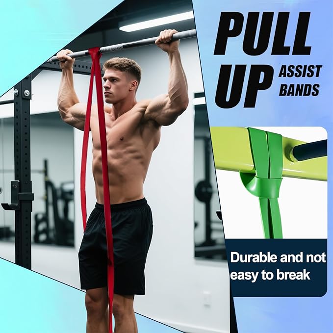 LEEKEY Resistance Bands Set for Pull-Up Assistance & Full-Body Training, Multi-Level Exercise Bands with Bag for Home Workouts, Physical Therapy, Strength Training (Men/Women)-FlexoryFit