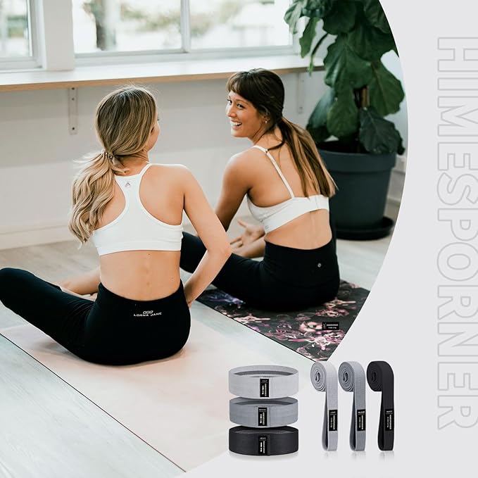 Wide Fabric Resistance Bands Set for Working Out, Non-Slip Exercise Booty Bands for Women & Men Leg and Glutes with Hair Ties and Tape Measure - for Home Gym Workout, Yoga, Pilates-FlexoryFit