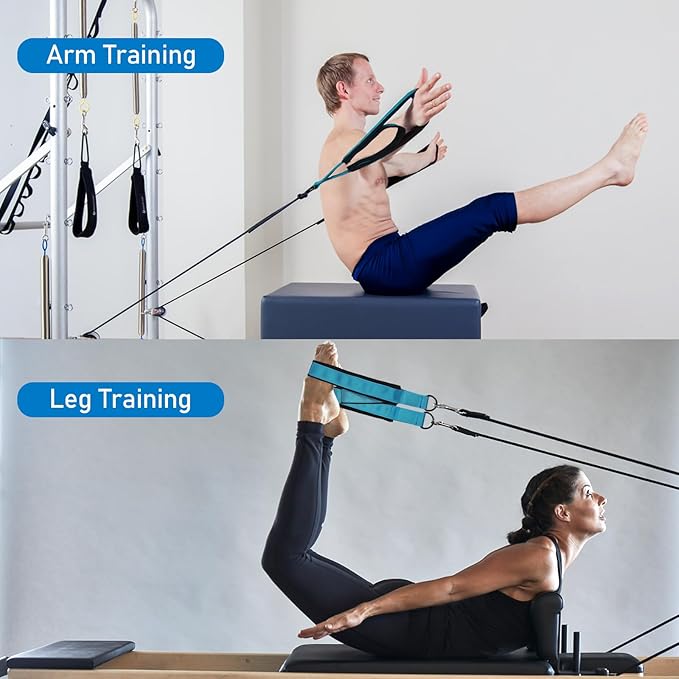 TOBWOLF Pilates Straps - Double Loop D-Ring Straps for Reformer, Padded, Home Gym Workout-FlexoryFit