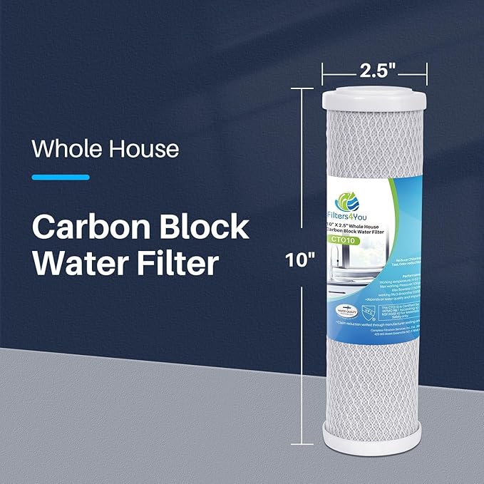 CFS – Carbon Block Water Filter Cartridges Compatible with GE GXWH04F, GXWH20F, GXWH20S & GXRM10 Models – Remove Bad Taste & Odor – Whole House Replacement Water Filter Cartridge- White (Pack of 32)