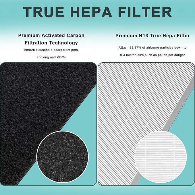 115115 H13 HEPA Replacement Filter A Size 21 - c535 Compatible with Winix Plasma Wave Air Purifier 5300-2, C535, 6300, 5300, 6300-2, P300, AM90, 9000, 5000, 5000B (2+8)