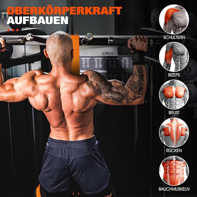 HPYGN Pull Up Assistance Bands, Heavy Duty Resistance Band for Pull Up Bar, Adjustable Weight/Size with Fabric Feet/Knee Rest, Bands for Pull Up Assist for Strength Training, Pull Up Assist Band-FlexoryFit