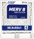Filter King 36.5x50x1 Air Filter | 4-PACK | MERV 8 HVAC Pleated A/C Furnace Filters | MADE IN USA | Actual Size: 36.5 x 50 x .75"