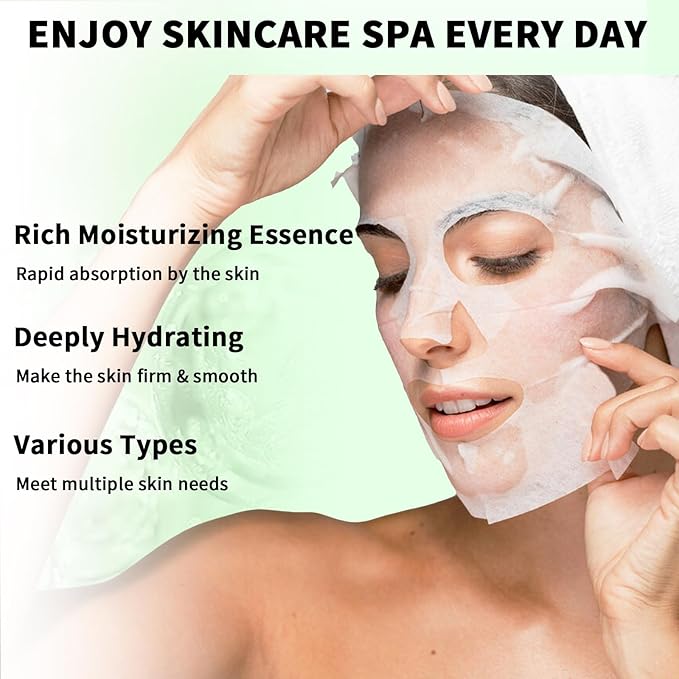 12 Pack Face Masks Skincare, Hydrating Face Masks for Women Skin Care Sheet Face Mask for Kids Teens Girls, Face Sheet Mask for All Skin Types, Skincare Set Gift Spa Party Favors for Girls Teens Women-FlexoryFit