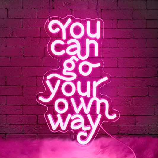 You Can Go Your Own Way Neon Sign,Neon Signs for Wall Decor,Motivational Pink LED Wall Light for Girls Bedroom,Teen Room,Dorm Decor,Neon Aesthetic Sign,Gift for Girls,USB Powerd Dimmer Switch