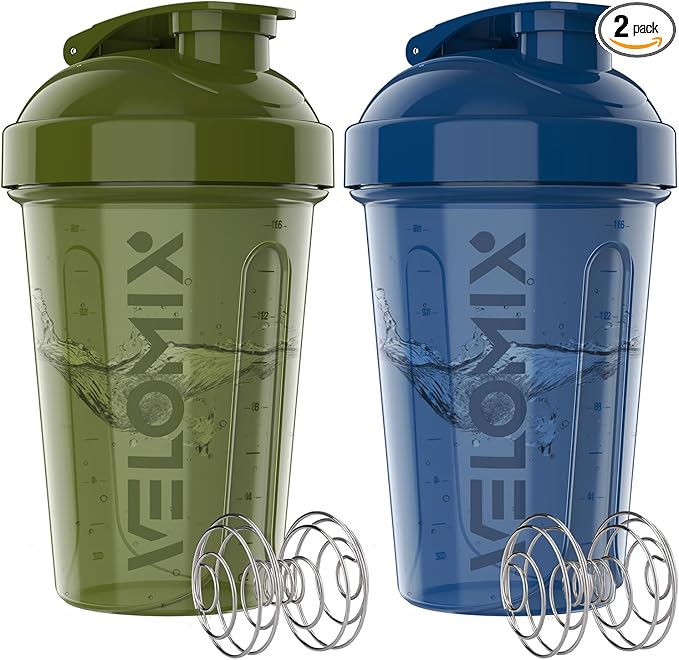 '-2 Pack- 20 oz Protein Shaker Bottles for Protein Mixes - 2x Wire Whisk | Leak Proof Shaker Cups for Protein Shakes and Pre Workout | Protein Shaker Bottle Pack-FlexoryFit