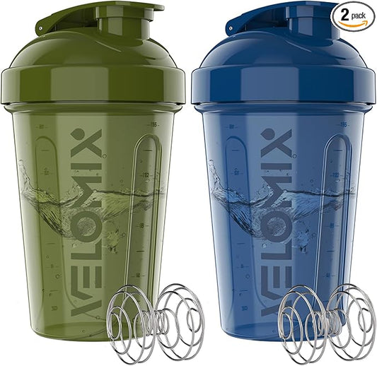 '-2 Pack- 20 oz Protein Shaker Bottles for Protein Mixes - 2x Wire Whisk | Leak Proof Shaker Cups for Protein Shakes and Pre Workout | Protein Shaker Bottle Pack-FlexoryFit