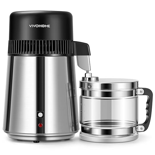 VIVOHOME Water Distiller Countertop 1.1 Gallon/4L 304 Stainless Steel Distilled Water Machine with Smart Switch Purifier Filter for Home Office