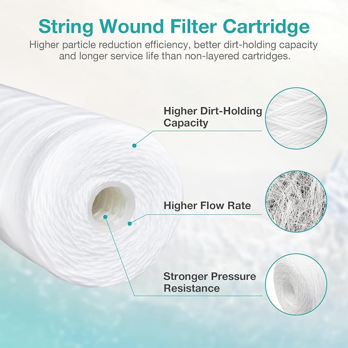 SimPure 20 x 4.5 Inch 5 Micron String Wound Sediment Water Filter Cartridge - Image 5