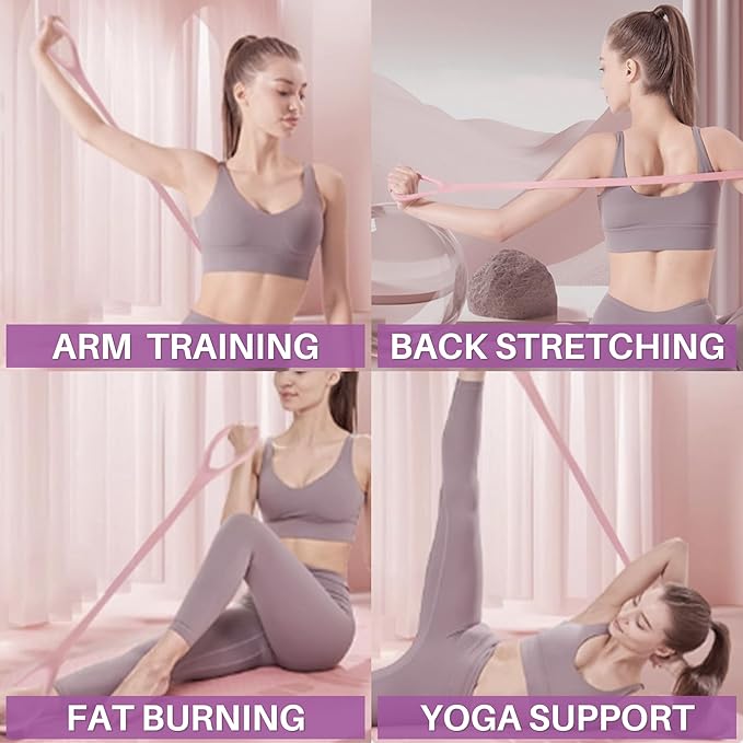 LEZER Figure 8 Resistance Band, Fitness Elastic Rope, Execrise Workout for Arm, Back, Chest and Shoulder, Yoga, Pilates, Stretching, Physical Therapy Equipment-FlexoryFit