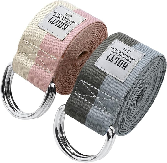 Yoga Exercise Adjustable Straps 8FT with Durable D-Ring for Pilates & Gym Workouts | Hold Poses, Stretch, Improve Flexibility & Maintain Balance-FlexoryFit