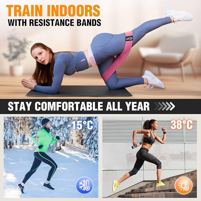 Fabric Resistance Bands for Working Out - Exercise Bands for Women and Men, Booty Bands for Legs and Glute, Yoga, Pilates, Rehab, Fitness and Home Workout-FlexoryFit
