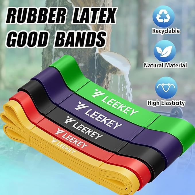 LEEKEY Resistance Bands Set for Pull-Up Assistance & Full-Body Training, Multi-Level Exercise Bands with Bag for Home Workouts, Physical Therapy, Strength Training (Men/Women)-FlexoryFit