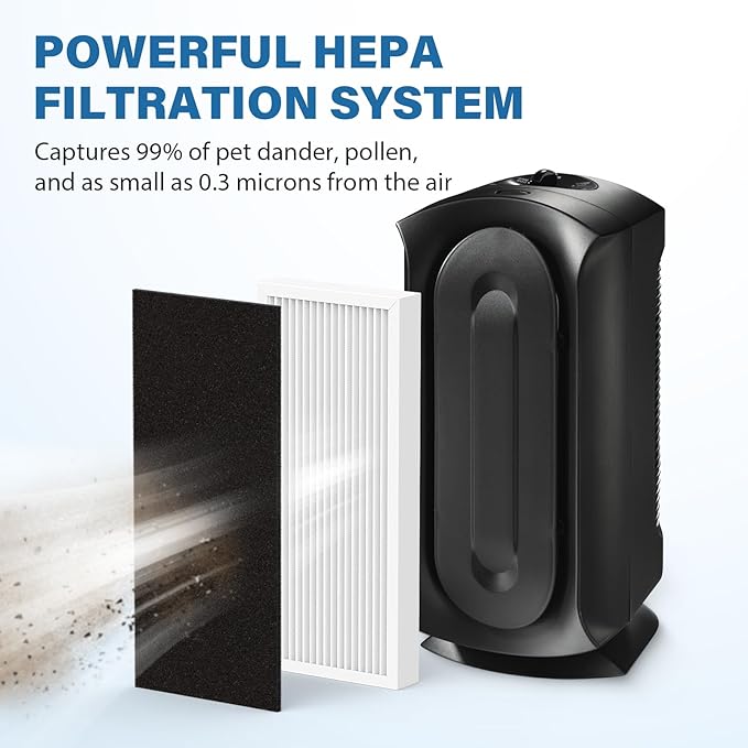 990051000 Replacement Filter Compatible with Hamilton Beach TrueAir Air Purifier 04383 04384 04385 04386, 2 Filter & 6 Carbon Filters