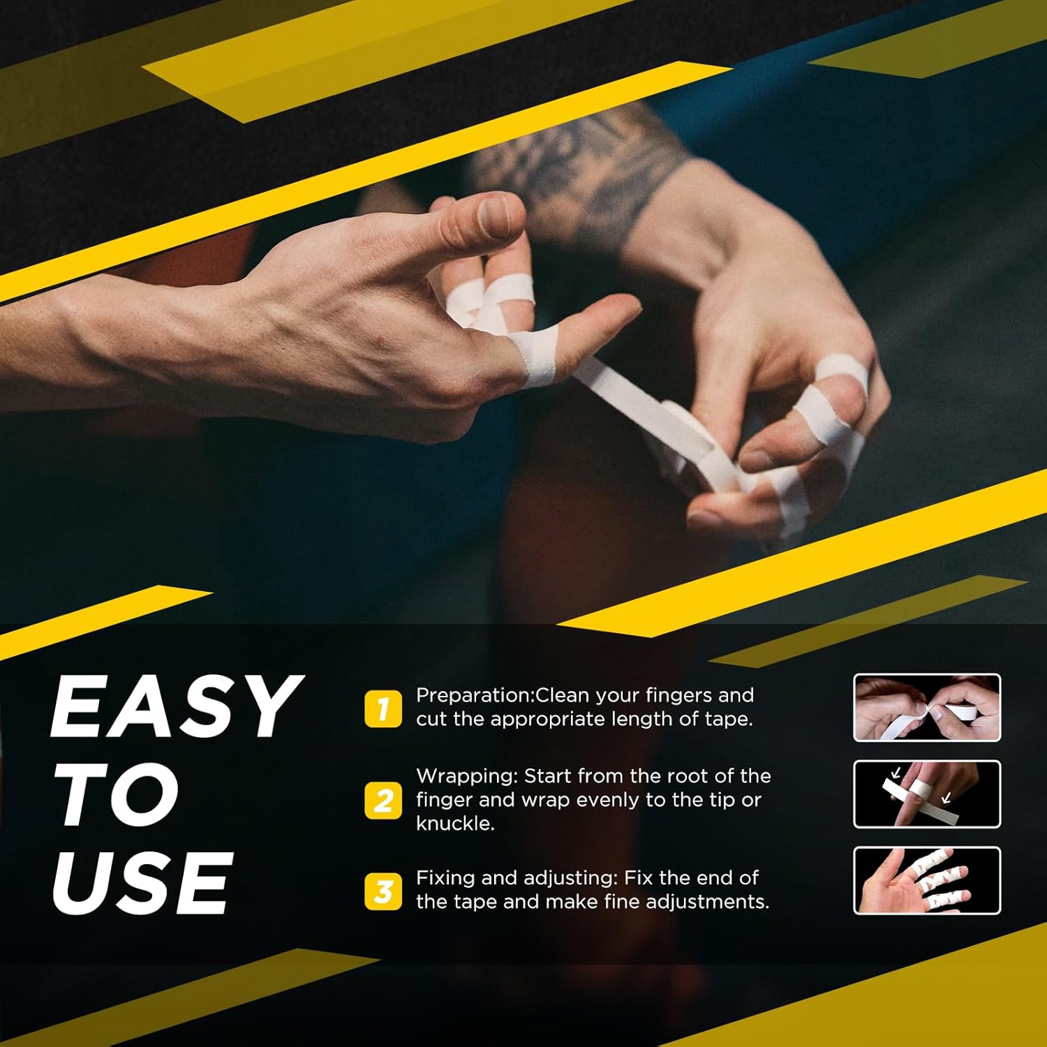 OK TAPE Athletic Finger Tape (10Rolls 450FT), Finge Wrap Tape, Extra Strong Adhesive Finger Support and Protect Tape, Hand Grip Tape for Rock Climbing, MMA, Jiu Jitsu, Volleyball, Black