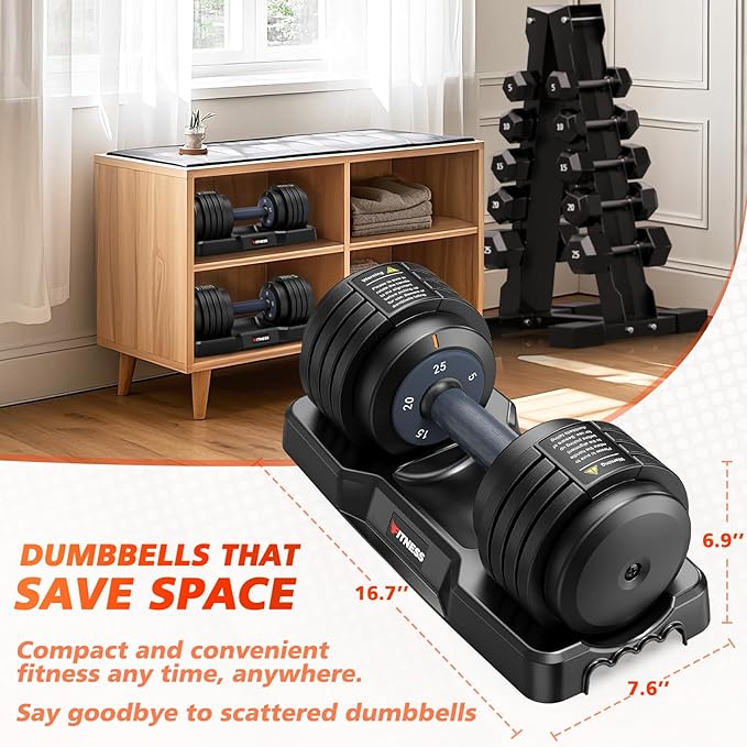 Adjustable Dumbbells Set of 2, 1 Hand Adjustable Weights Dumbbells Set, 5 in 1/10 in 1 Free Dumbbell with Anti-Slip Texture Handle, 25/55/80lb Pair Weight Set For Home Gym Suit both Men and Women-FlexoryFit