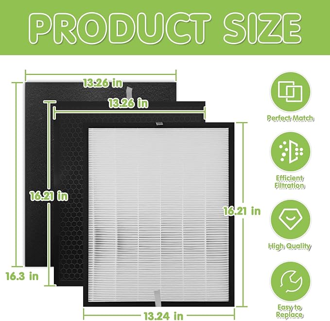 6 Pack 3000 Replacement Filters, Compatible with 3000, 3000M, 3000Pro Air Pur-ifier, 1 Efficiency Air Filters,1 Activated Carbon Filters and 4 Carbon Pre-Filters