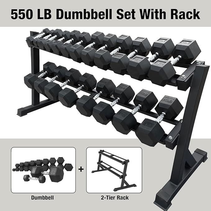 550 lbs 1200lbs 2100 lbs Dumbbells Weight Set, Hex Dumbbell Sets, Gyms Weights Dumbbells Sets, Weight Set for Home Gym, Strength Training, Fitness Center Equipment-FlexoryFit