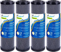1 Micron 10" x 2.5" Whole House CTO Carbon Water Filter Cartridge Replacement for Home Countertop System, Dupont WFPFC8002, WFPFC9001, FXWTC, SCWH-5, WHEF-WHWC, WHCF-WHWC, CTO10, T01, 4PACK