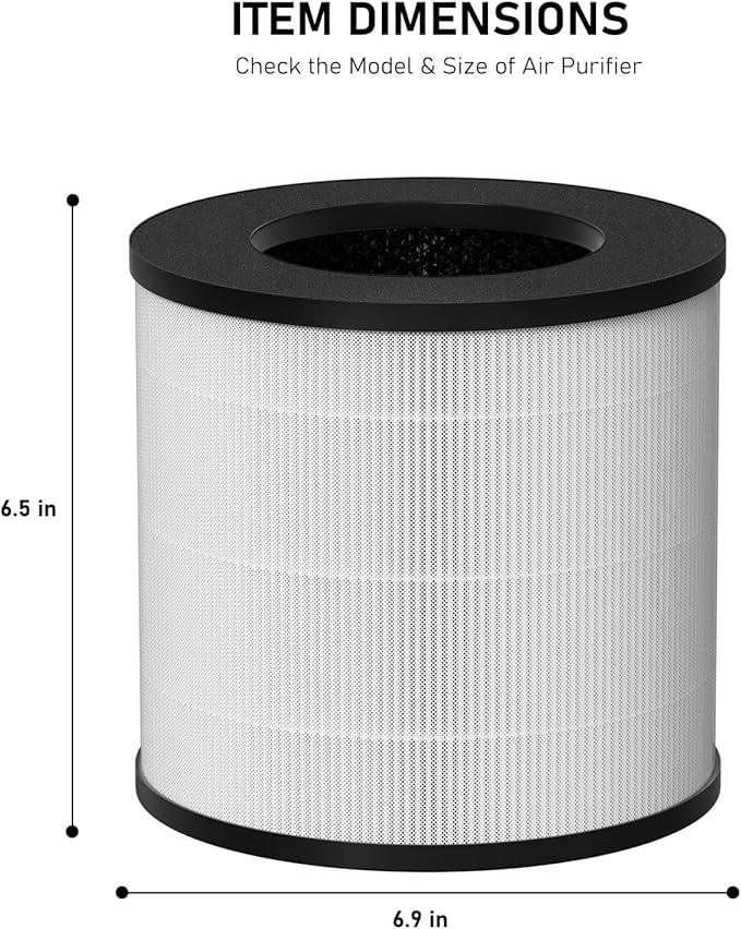True HEPA Replacement Filter, Compatible with MA Air Cleaner Purifier MA#14, MA#14W, and MA#14B, 3-in-1 True HEPA and Activated Carbon Filter, 4 Pack