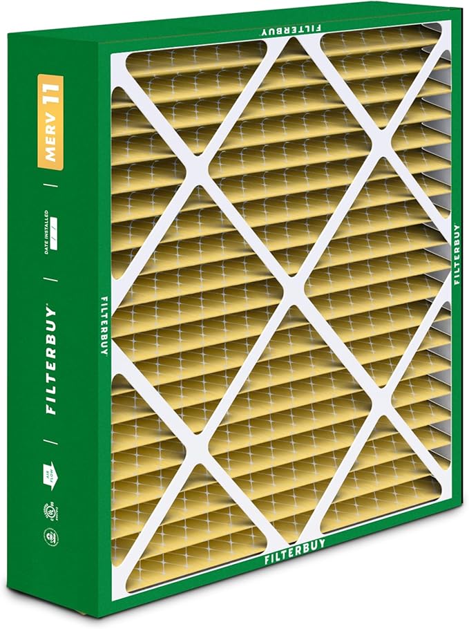 Filterbuy 24x25x5 Air Filter MERV 11 Allergen Defense (2-Pack), Pleated HVAC AC Furnace Air Filters Replacement for Carrier FILXXCAR0024, Maytag, and More (Actual Size: 23.63 x 24.69 x 4.25 Inches)