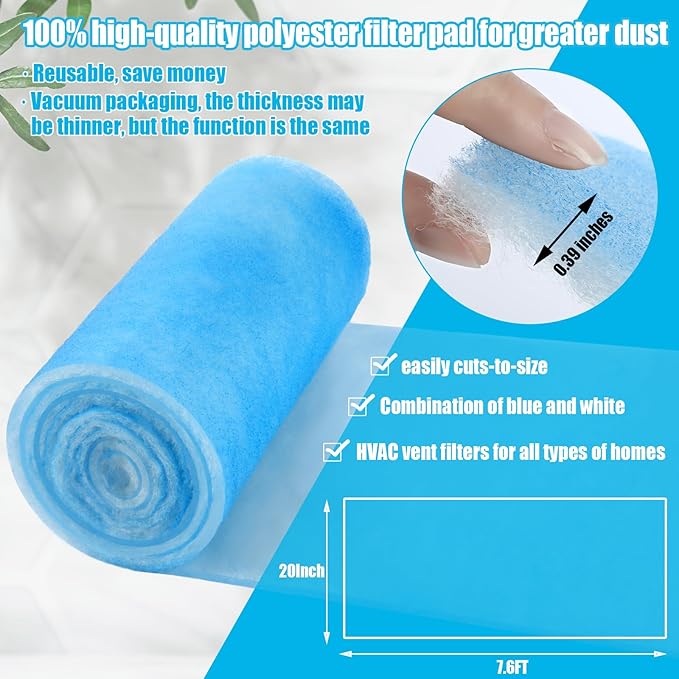 Frienda 20 x 91 Inch MERV 6 Reusable Air Vent Filter Cut to Size Electrostatic Floor Vent Filter Washable Replacement Compatible with Most Air Conditioning Furnace HVAC