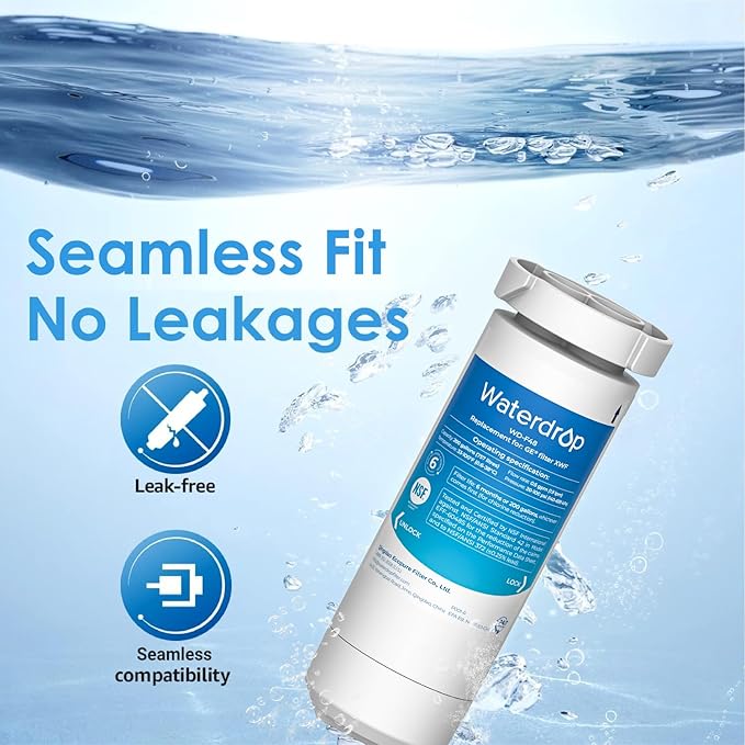Waterdrop XWF Replacement for GE® XWF Refrigerator, GE® XWF Water Filter, WR17X30702, 3 Filters（Not XWFE®)