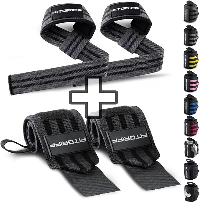 Fitgriff® Lifting Straps & Wrist Wraps (Bundle) Superior Support for Weightlifting & Gym Workouts - for Men and Women-FlexoryFit