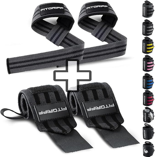 Fitgriff® Lifting Straps & Wrist Wraps (Bundle) Superior Support for Weightlifting & Gym Workouts - for Men and Women-FlexoryFit