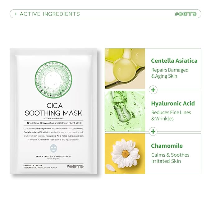 Hydrating Soothing Sheet Masks Gift Set for Skincare, Korean Vegan Sheet Mask for Dry, Sensitive Skin, Calming, Smoothing, Brightening, Collagen, Ceramide, Cica, Hyaluronic Acid 30EA-FlexoryFit