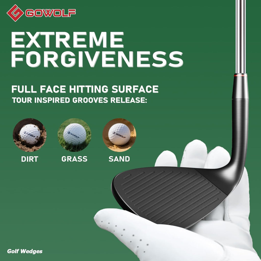 Gowolf Premium Forged Full Face Golf Wedges 50/52/54/56/58/60 Degree Individual or Sets for Men, Right Hand Gap Wedge Sand Wedge Lob Wedge, Golf Clubs CNC Milled Face for More Spin - Great Golf Gifts