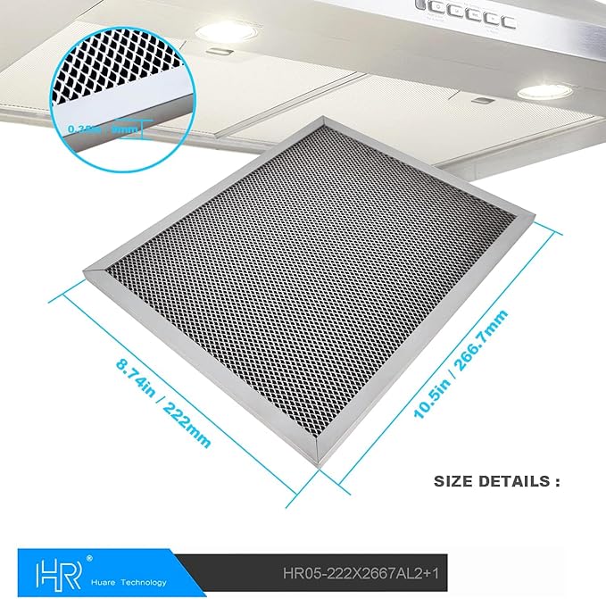 HR Huare Technology 97007696 Charcoal Range Hood Filter, fits Broan,Kenmore,Nutone, Alternative S88152, K7588, S51113711, 41F, Size 8-3/4 x 10-1/2 Inch,3Pack