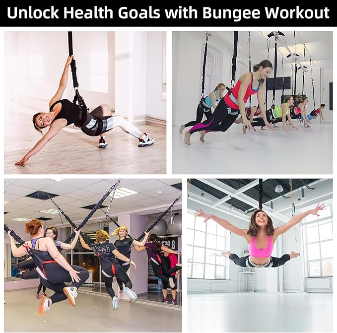 PRIOR FITNESS Premium Bungee Cord, Heavy Duty Bungee Fitness Cord,110-176Pounds Resistance Cord Elastic Rope Suspension Workout Fitness Bands for Exercise at Home Gym Include ONLY 1* Extra Bungee Cord-FlexoryFit