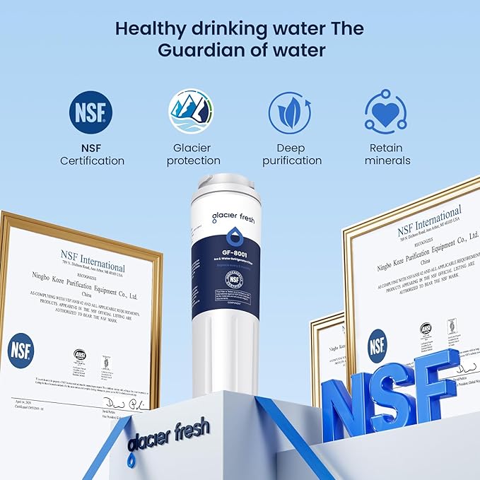 GLACIER FRESH UKF8001 Compatible with Whirlpool Refrigerator Water Filter 4, EDR4RXD1, EveryDrop Filter 4, 4396395, Maytag UKF8001, UKF8001AXX, WHR4RXD1, KAD4RXD1, 46-9006, Puriclean II, Pack of 3