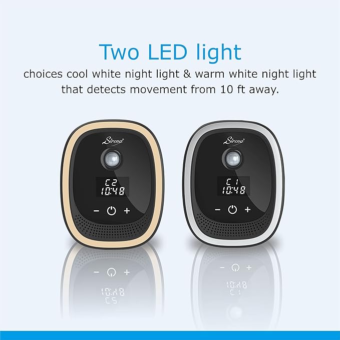 Sirena Air Ionizers for Home Negative Ion Filtration System, Quiet Air Freshener for Bedroom, Kitchen, Removes Odors, Smoke, Dust, Pets, Mini Ionic Air Purifier w/built in Clock and Night Light (1)
