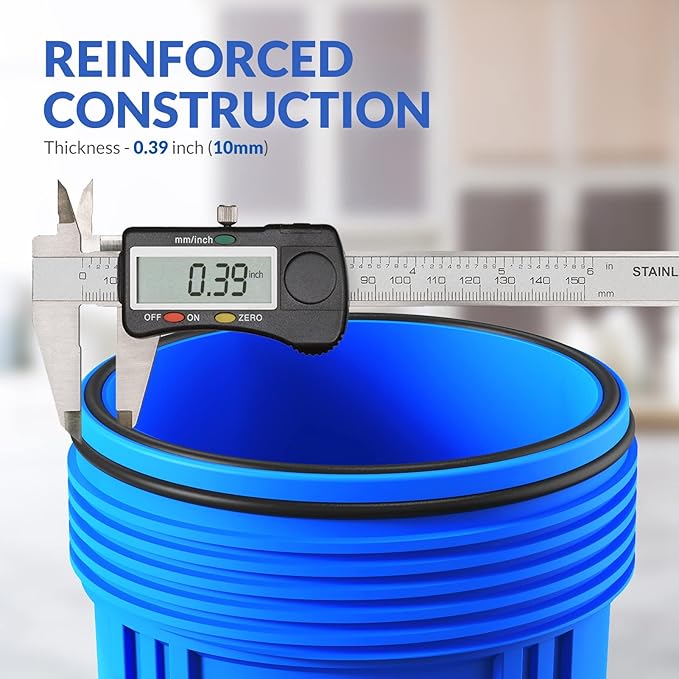 SimPure Whole House Water Filter Housing (DB10P), 10" x 4.5" Sediment Carbon Filter Universal Housing, Pre-Filtration System for Well and City Water, 1" NPT Port, Pressure Release