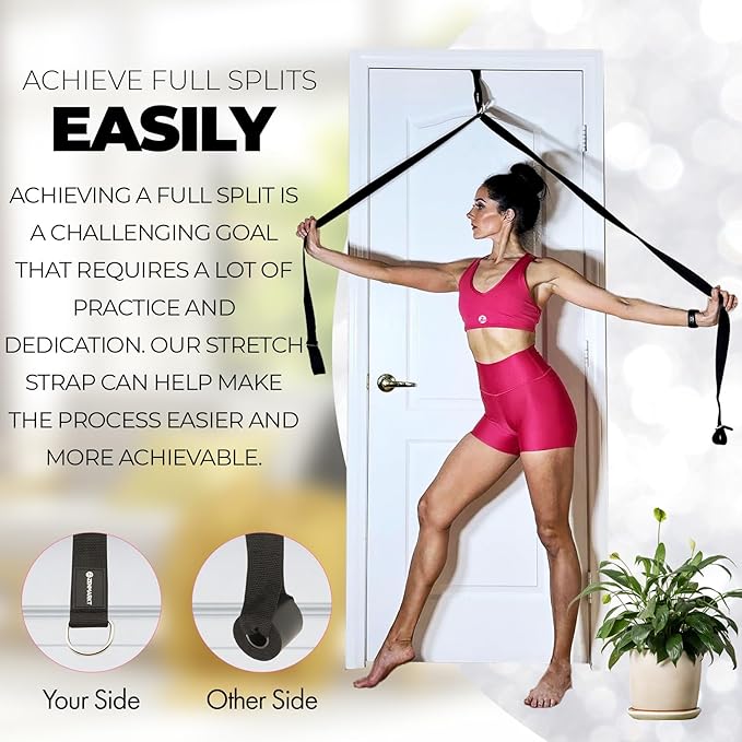Pilates Stretching Strap with Door Anchor - Flexibility Equipment for Pilates Practitioners - Ideal for Improving Leg Flexibility, Core Stability, and Posture Alignment at Home-FlexoryFit